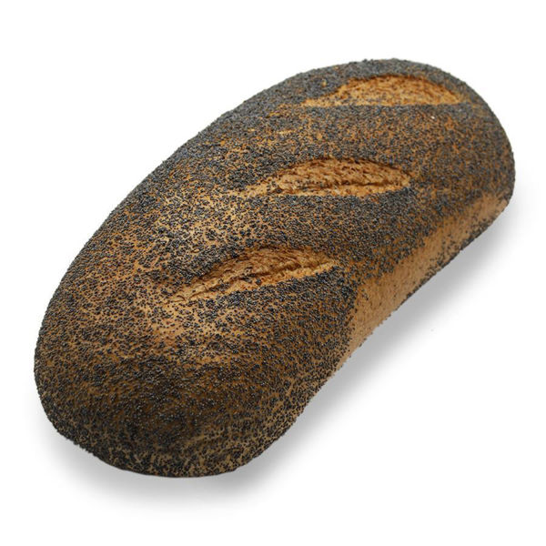 Afbeelding van Bruin tarwe vloerbrood met maanzaad deco heel