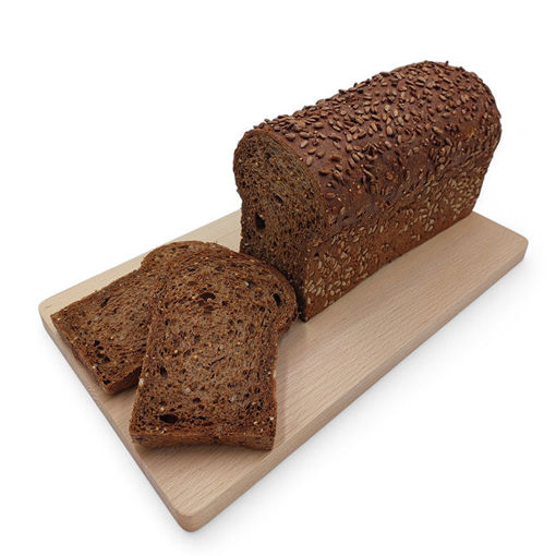 Afbeelding van Dubbel donker bruin meergranenbrood met zonnebloempitten deco