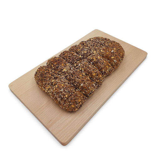 Afbeelding van Bruin meergranen oerstrip met gemengde zaden deco half