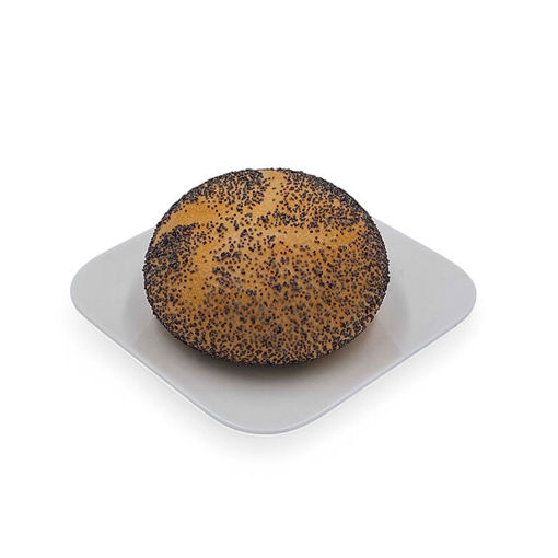 Afbeelding van Witte krokante tarwebol met maanzaad deco